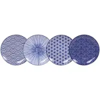 Tokyo Design Studio | Nippon Blue | Set van 4 Borden Ø 20,6 cm | Porselein