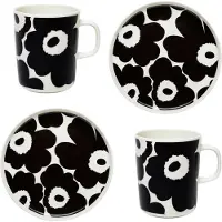Marimekko Unikko ontbijtset Wit-zwart