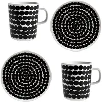 Marimekko Räsymatto ontbijtset Wit-zwart