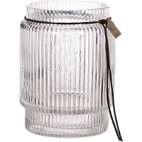 ERNST Glazen Vaas / Kaarshouder Met Geribbelde Structuur H10,8 Cm - Vazen Glas Clear - 364325