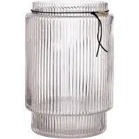 ERNST Glazen Vaas / Kaarshouder Met Geribbelde Structuur H28 Cm - Vazen Glas Clear - 364328
