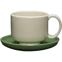 Hubsch Amare kop en schotel zand/groen set van 4 stuks - 211706