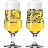 Ritzenhoff bierglas 300 ml – set van 2 – serie gebruikstijd, motief nr. 2 – water, meerkleurig – Made in Germany