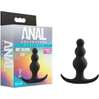 Anal Adventures Platinum - anaal plug met ribbels - siliconen - zwart