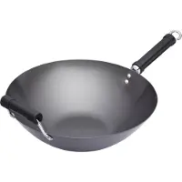 Kitchen Craft : World of Flavours - Kleine wok, geschikt voor inductiekookplaten, gemaakt van koolstofstaal, met antiaanbaklaag, 20 cm
