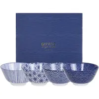 Tokyo Design Studio Nippon Kommen 4 Stuks 30 Cl - Serveerkommen Porselein Blue - 16040
