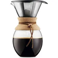 Bodum Cafetière Pour Over Met Filter en Kurken Hals 12 Kops Zwart 1,5 L