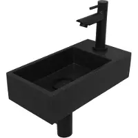 Ink Fonteinset Versus 36x18x9 cm Quartz Zwart Met Kraangat Rechts Mat Zwart