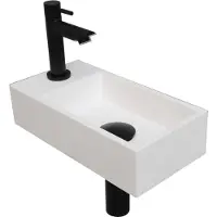 Ink Versus Fonteinpack - Links - Polystone Mat Wit - Toebehoren Zwart - 8718835049171 - Rechthoekig - Wastafels, Fonteinen, Vrijhangende Fonteinen
