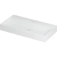 Ink Wastafel United Porselein met 1 kraangat incl. porseleinen click plug en verborgen overloop systeem 90 cm x 45 cm x 11 cm Mat wit 0206052