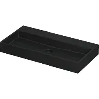 Ink Wastafel United Porselein zonder kraangat incl. porseleinen click plug en verborgen overloop systeem 90 cm x 45 cm x 11 cm Mat zwart 0206044