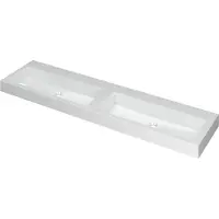 Ink wastafel momento polystone dubbel zonder kraangaten 180 cmx45 cmx9 cm mat wit 3421370