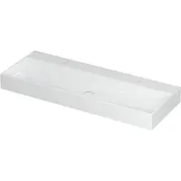 Ink Wastafel united porselein met 2 kraangaten incl. Porseleinen click plug en verborgen overloop systeem 120 cmx45 cmx11 cm glans wit 0206111