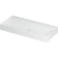 Ink Wastafel United Porselein zonder kraangat incl. porseleinen click plug en verborgen overloop systeem 100 cm x 45 cm x 11 cm Mat wit 0206062