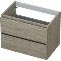 Ink Onderkast 2 laden greeploos met houten keerlijst 70 cm x 45 cm x 52 cm Greige eiken 1257119