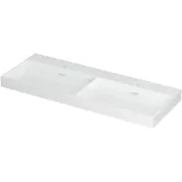 Ink Wastafel Urban Porselein dubbel met 2 kraangaten 120 cm x 45 cm x 8 cm Glans wit 0201121