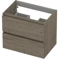 Ink Onderkast 2 laden greeploos met houten keerlijst 60 cm x 40 cm x 52 cm Greige eiken 1257009