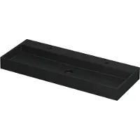 Ink Wastafel united porselein met 2 kraangaten incl. Porseleinen click plug en verborgen overloop systeem 120 cmx45 cmx11 cm mat zwart 0206114