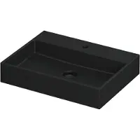 Ink Wastafel United Porselein met 1 kraangat incl. porseleinen click plug en verborgen overloop systeem 60 cm x 45 cm x 11 cm Mat zwart 0206014