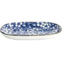 Tokyo Design Studio – Tokyo Blue Sakura - Ovaalbord – Sushi Servies - 18,7x13cm