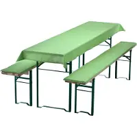 NYVI Bierbankkussens Set 240x90 cm Groen - 1x Tafellaken voor 220x70 cm tafels & 2x Gevoerde kussens voor 220x25 cm banken