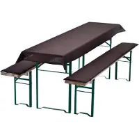 NYVI Bierbankkussens Set 240x90 cm Bruin - 1x Tafellaken voor 220x70 cm tafels & 2x Gevoerde kussens voor 220x25 cm banken