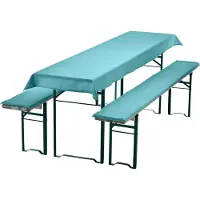 NYVI Bierbankkussens Set 240x90 cm Aqua - 1x Tafellaken voor 220x70 cm tafels & 2x Gevoerde kussens voor 220x25 cm banken