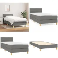 vidaXL Boxspring met matras stof donkergrijs 100x200 cm