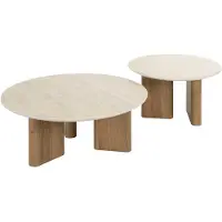 AnLi Style Salontafel set/2 Romano rond (Beige, 76x30x76 diameter: 76cm)