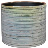 Ter Steege Bloempot Ribbel Blauw Parelmoer D 17 cm H 15 cm Opening 15.5 cm
