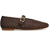 Manfield Bruine raffia ballerina's | Maat 40