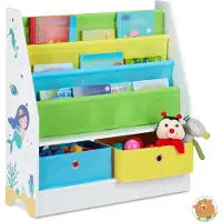 Relaxdays kinderkast - zeemeermin - 2 boxen - 3 vakken - 74 x 71 x 23 cm - kinderboekenkast kinderkamer