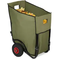 Relaxdays tuinkar - 2 luchtbanden - opvouwbaar - met tuinafvalzak - 160 liter