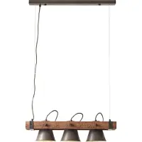 Brilliant Eetkamer hanglamp Plow 3-lichts antiek zwart met hout