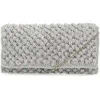 Manfield Zilveren clutch met gebreide details | Maat Onesize