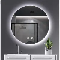 Alvoro Smooth Spiegel 120cm Rond Indirecte Verlichting & Verwarming - Glas - Rond - Spiegels, Badkamerspiegels