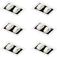 QAZQA Set van 6 Moderne Inbouwspots Wit 2-Lichts Verstelbaar - Oneon 70