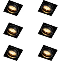 QAZQA Set van 6 Inbouwspot zwart draai- en kantelbaar Trimless - Oneon Honey