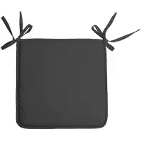 Stof Textile Home stoelkussens - antraciet - 38 x 38 x 3 cm - voor binnen - touwtjes sluiting - zitkussens plat - vierkant