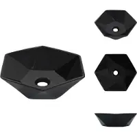 vidaXL Gootsteen - Gootstenen - Wastafel - Wastafels - Wastafel 41x36,5x12 cm keramiek zwart