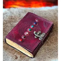 Something Different - Zeven Chakra's Leren dagboek - Notitieboek Seven Chakras - Echt Leer - 17,8cm x 13cm x 4cm