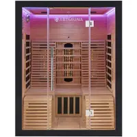 Juskys Infraroodcabine Helsinki - 150x150x190cm - Dubbele Technologie - 2 tot 3 personen - Zwart