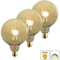 Lybardo 3 Pack E27 LED lamp Vintage Globe 125 spiraal Lybardo Gold 4W 2000K Extra Warm Dimbaar