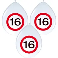 Folat 24x Ballonnen stopbord 16 jaar - Ballonnen