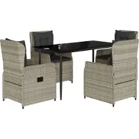 vidaXL 5-delige Tuinset met kussens poly rattan lichtgrijs