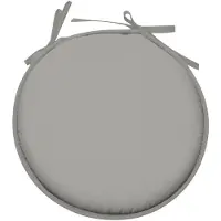 Stof Textile Home stoelkussens - lichtgrijs - D40 x H3 cm - voor binnen - touwtjes sluiting - zitkussens plat - rond