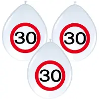 Folat 24x stuks Ballonnen 30 jaar verkeersbord versiering - Ballonnen