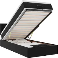vidaXL Ottoman bed met matrassen en LED's 90x200cm kunstleer zwart