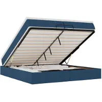 vidaXL Ottoman bed met matrassen 200x200cm stof blauw