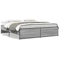 vidaXL Bedframe bewerkt hout metaal grijs sonoma eiken 180x200 cm